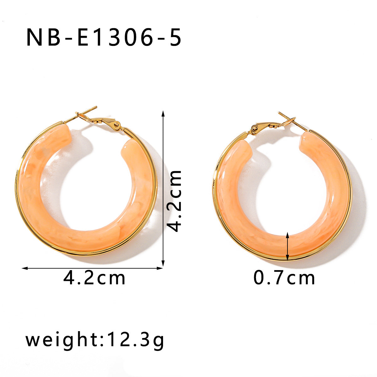 Wholesale Stainless Steel Electroplated 18k Gold Hollow Circle Resin High-end Niche Earrings